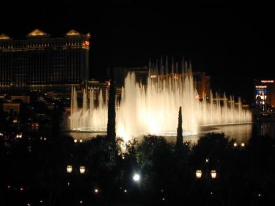 Bellagio Fountains at night.
