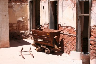 Old Mining car at the Bartlett Hotel Jerome AZ