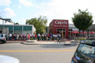 Waiting for a free burrito. 