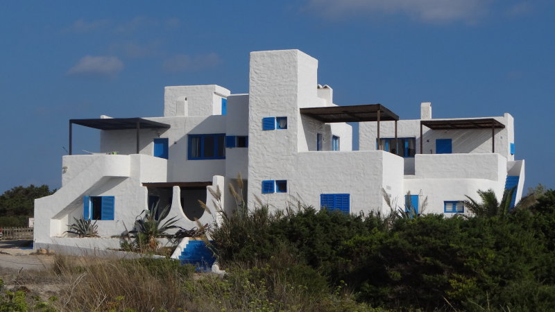 Fascinating architecture on Mijhorn Beach.Pueblo Balear