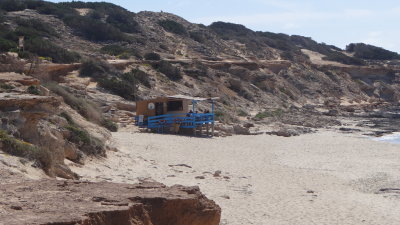  Es Copinar Beach  Bartolos bar open on Easter Monday, prior to repair ready for the season