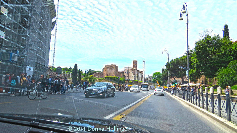 Driving into Rome from Fiumicino