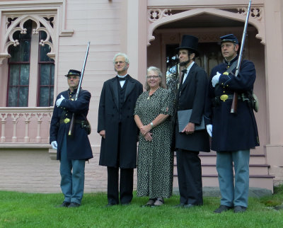 At the Homestead:  Guard, JSM, Ann, Abe and 2nd Guard