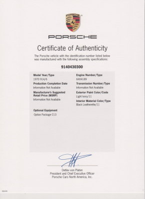 Certificate of Authenticity / COA
