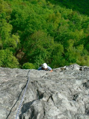 Jason coming up the second pitch of Jim Dandy