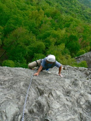 Jason coming up the second pitch of Jim Dandy