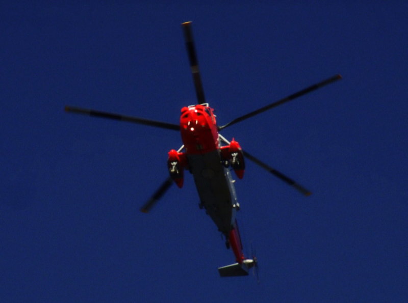A  Rescue  helicopter  above  Ayr  beach.