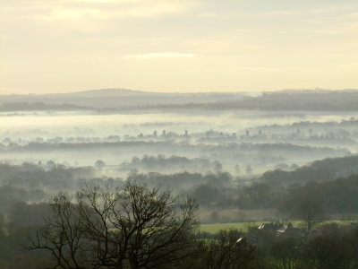 A  very  misty  Medway  Valley.