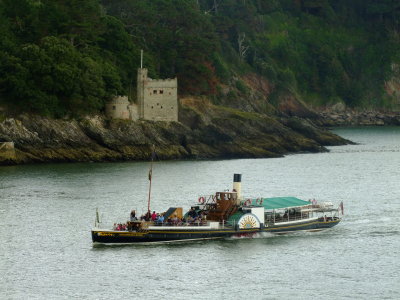 Kingswear  Castle , with the paddle  steamer Kingswear  Castle  passing.
