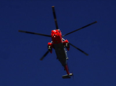 A  Rescue  helicopter  above  Ayr  beach.
