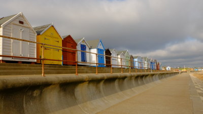 Bathing  huts  atop  the  sea  wall.