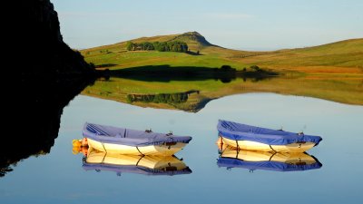 Rowing  boats  on  Crag  Lough.