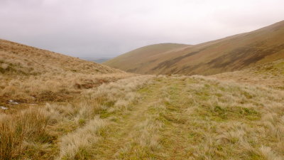 The  Roman  Road  cresting  the col. at  382m.