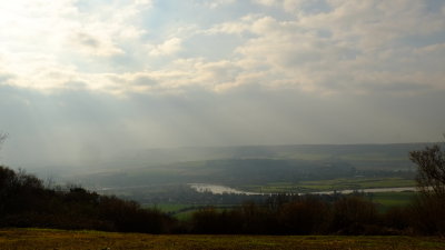 Late  afternoon  looking  west  to  the  North  Downs, from  Wouldham  Common.