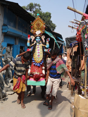 Images of Kali are created for Kolkata's Diwali Festival and floated in the Ganges when the festival ends.