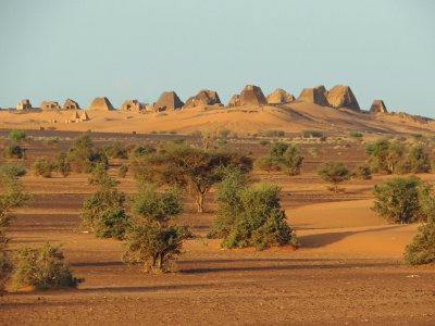 Morning view of Meroe Pyramids