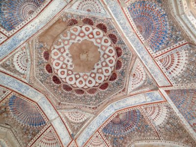Beautiful tile ceiling in the mausoleum