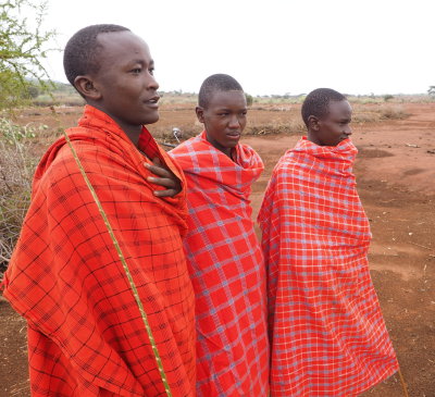 Youth at the Elangata Enterit manyatta (Maasai homestead), the Maasailand Narok County.