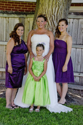 Rashelle, bride Michelle w/granddaughter Justice and Amanda