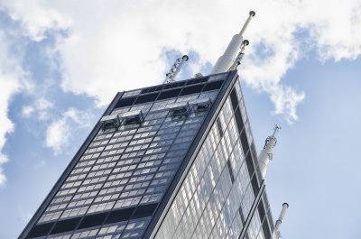 Top of the Willis Tower showing the glass cubes you can stand in