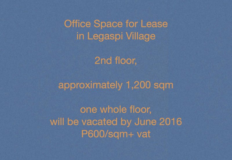 1,200Sq.m Office Space for Lease in Legaspi Village
