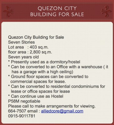 Quezon City 2 Building for sale SOLD