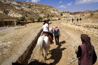 our visit to Petra starts with a horse ride; not sure why!