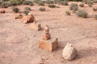 Someone visiting Balancing Rock decided to make their own balancing rocks along their way to the real one