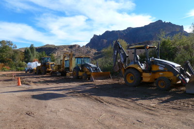 Equipment parked at end of day on Friday