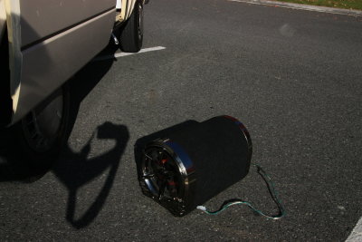 powered subwoofer outside