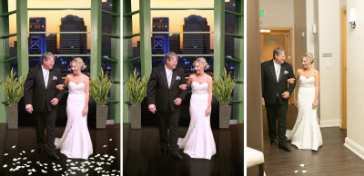 Bride preferred to not have 2 exit signs over heard as her father walked her to her wedding...