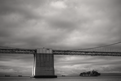 Bay Bridge with Container Ship