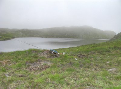 Sea mist had moved in so making tea on a hill top at Bealach a' Sgail