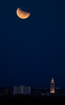 Total Lunar Eclipse Over University of Texas Tower