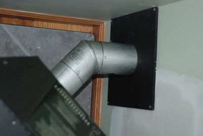 Excel 3 vent pipe through excel insulated wall thimble