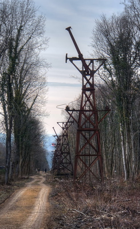 Remains of an industrial cable car