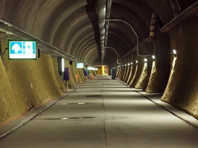 Evacuation tunnel at multipurpose station Sedrun