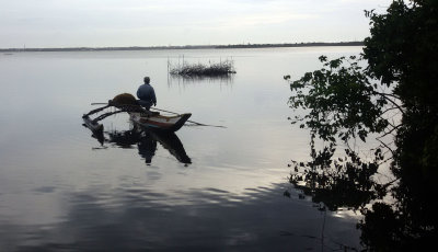 Fishing on Negomo Lagoon at dusk
