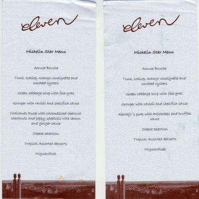 Eleven Menu