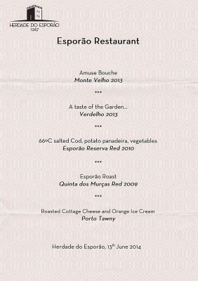 Esporao Menu