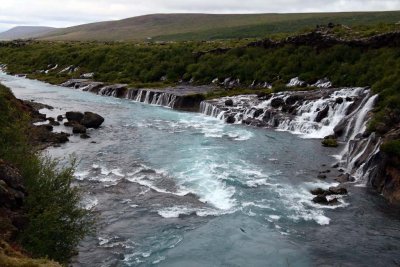 Hraunfossar (Lava Falls) flowing into the Hvita River