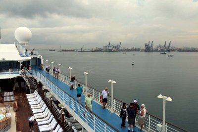 EARLY MORNING APPROACH TO THE GATUN LOCKS ON THE CARIBBEAN END OF THE CANAL