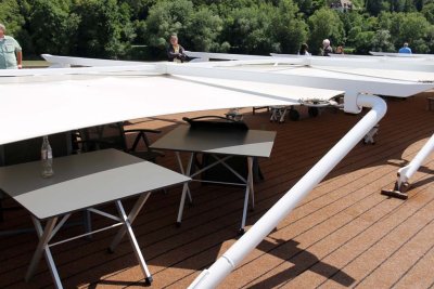 LOW BRIDGE COMING - TOP DECK AWNINGS FOLDED DOWN