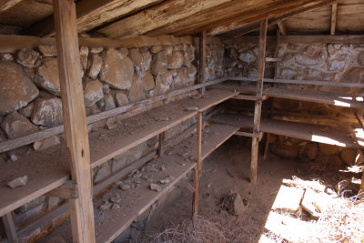 Root Cellar Shelves and stone walls