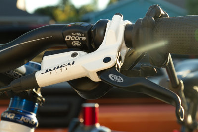 Left shifter and brake lever, Shimano Deore shifter and Avid Juicy 5 levers