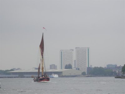 Thames sailing barge comes into view
