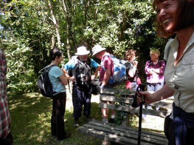 Discussing tea shop options at coffee stop