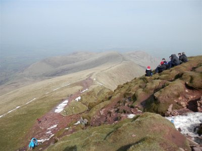 Looking back at the steep  final ascent