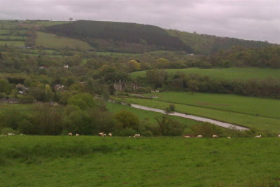 Talley Abbey from the first of the rolling hills