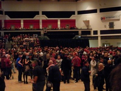 Crowds assembling at Motorpoint